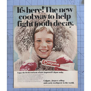 1967 Colgate Print Ad Toothpaste Dental Cream Cool Way Fight Tooth Decay